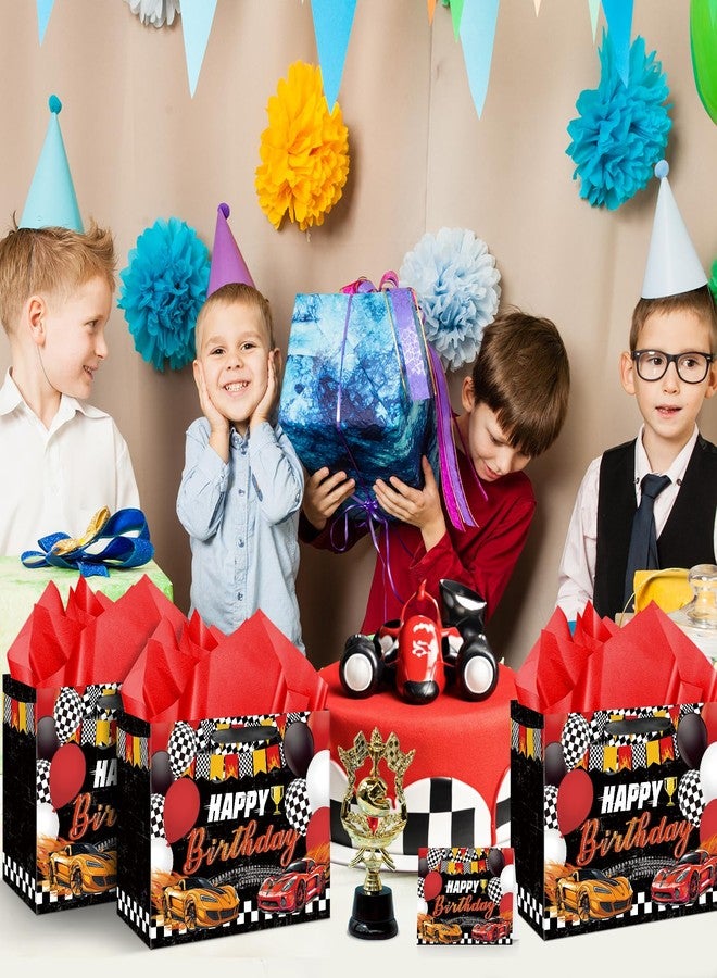 Wayyogh حقيبة هدايا عيد ميلاد بتصميم سيارة سباق للأولاد، حقائب هدايا كبيرة لحفلات سيارات السباق مع بطاقات ورقية، زينة لحفلات استقبال المولود، حقيبة هدايا، حقيبة حلوى لحفلات أعياد الميلاد بتصميم سيارات السباق، لوازم زينة حفلات السيارات - Image 4